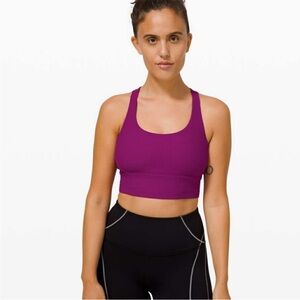 Lululemon Energy Bra Long Line Ribbed, B–D Cup Med Support Deep Fuchsia, Magenta